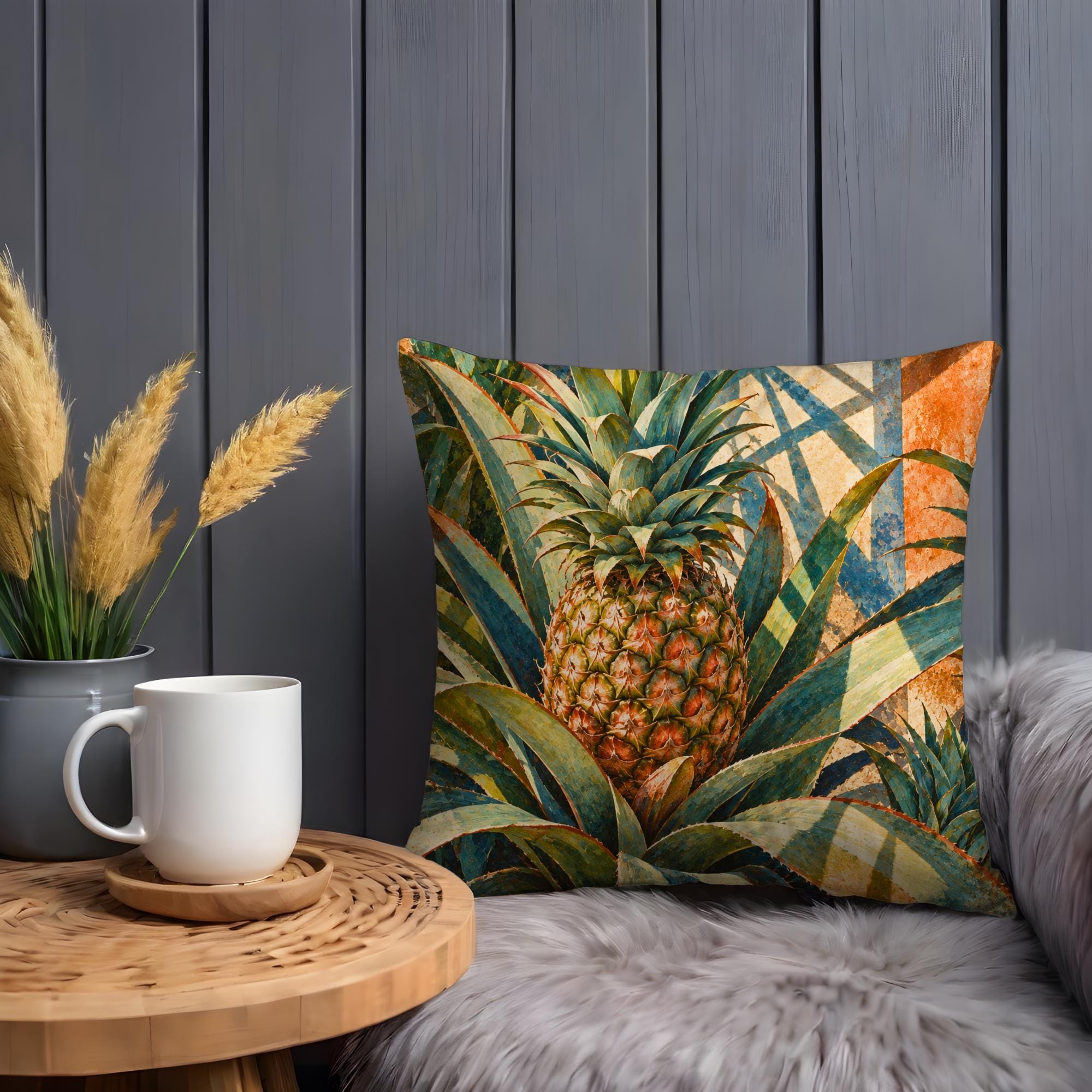 Golden Pineapple Tropical Pillow Cover - Image 2