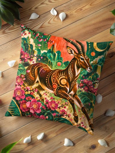 Celestial Desert Antelope Pillow Cover