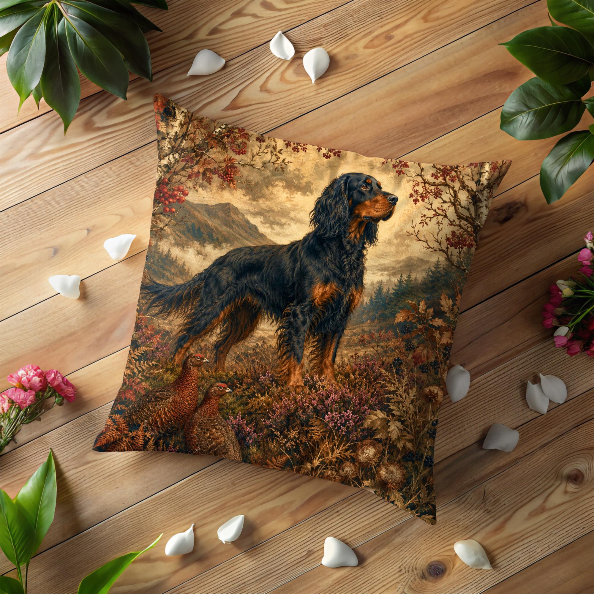 Gordon Setter Hunting Dog Pillow Cover