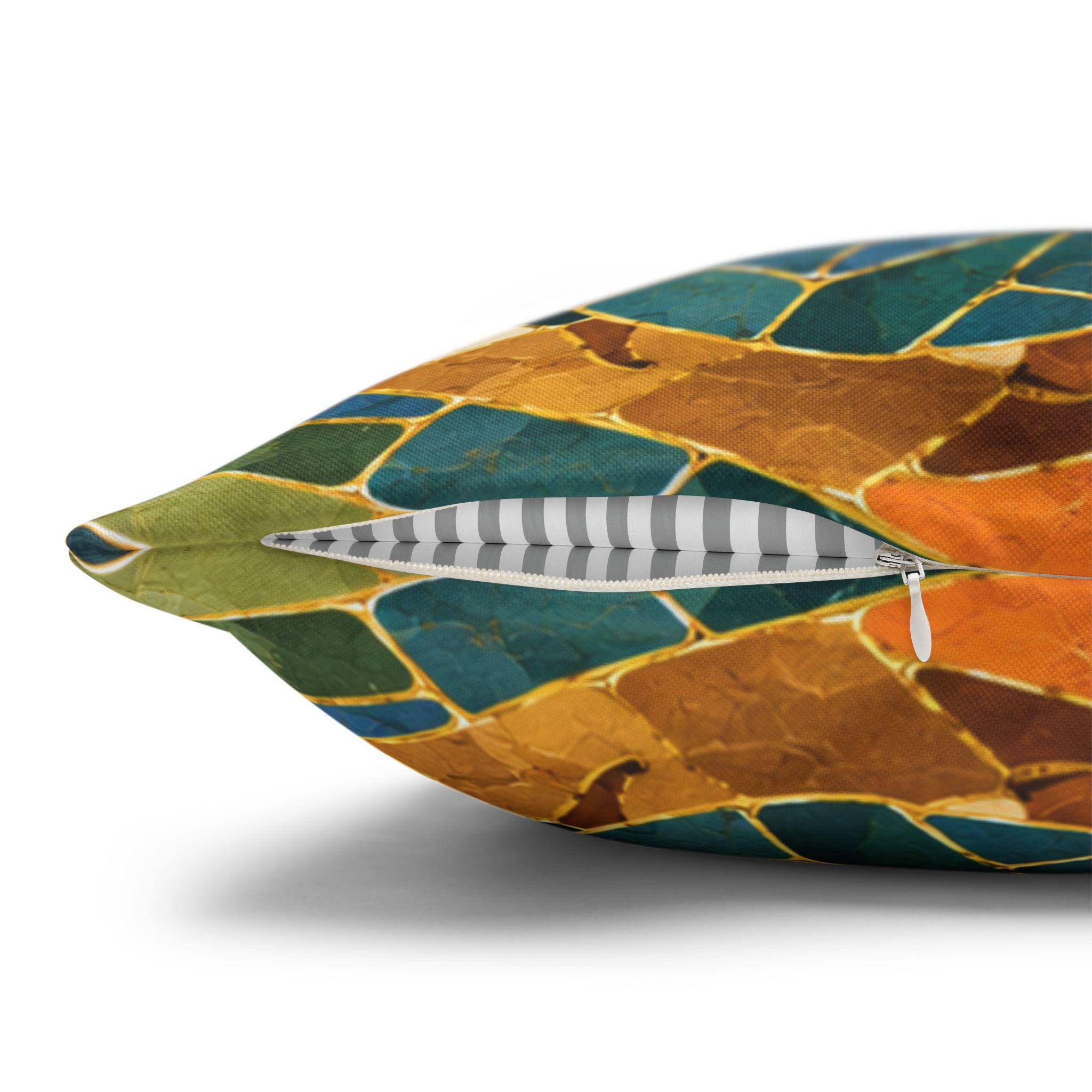 Golden Courtyard Mosaic Art Pillow Cover - Image 4