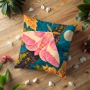 Moonlit Pink Silk Moth Pillow Cover