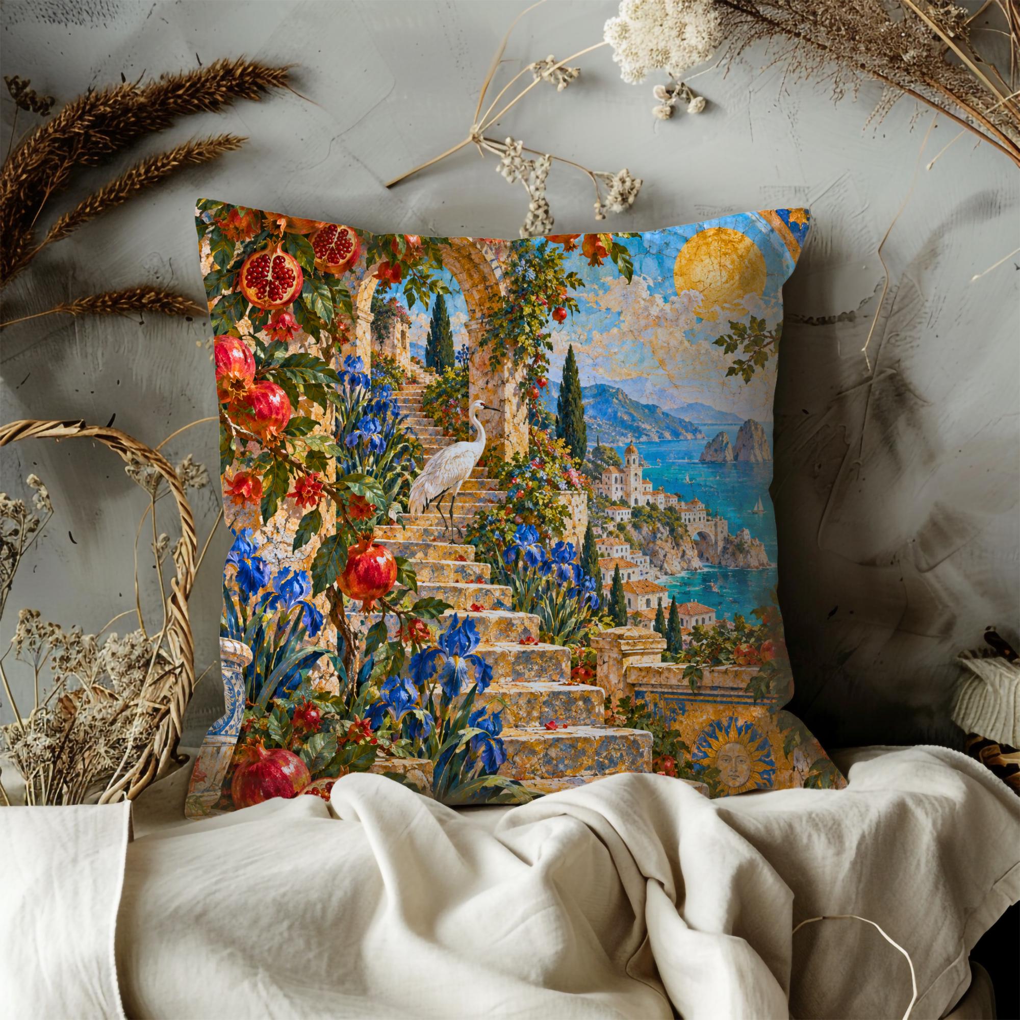 Mediterranean Garden Stairway Pillow Cover - Image 2