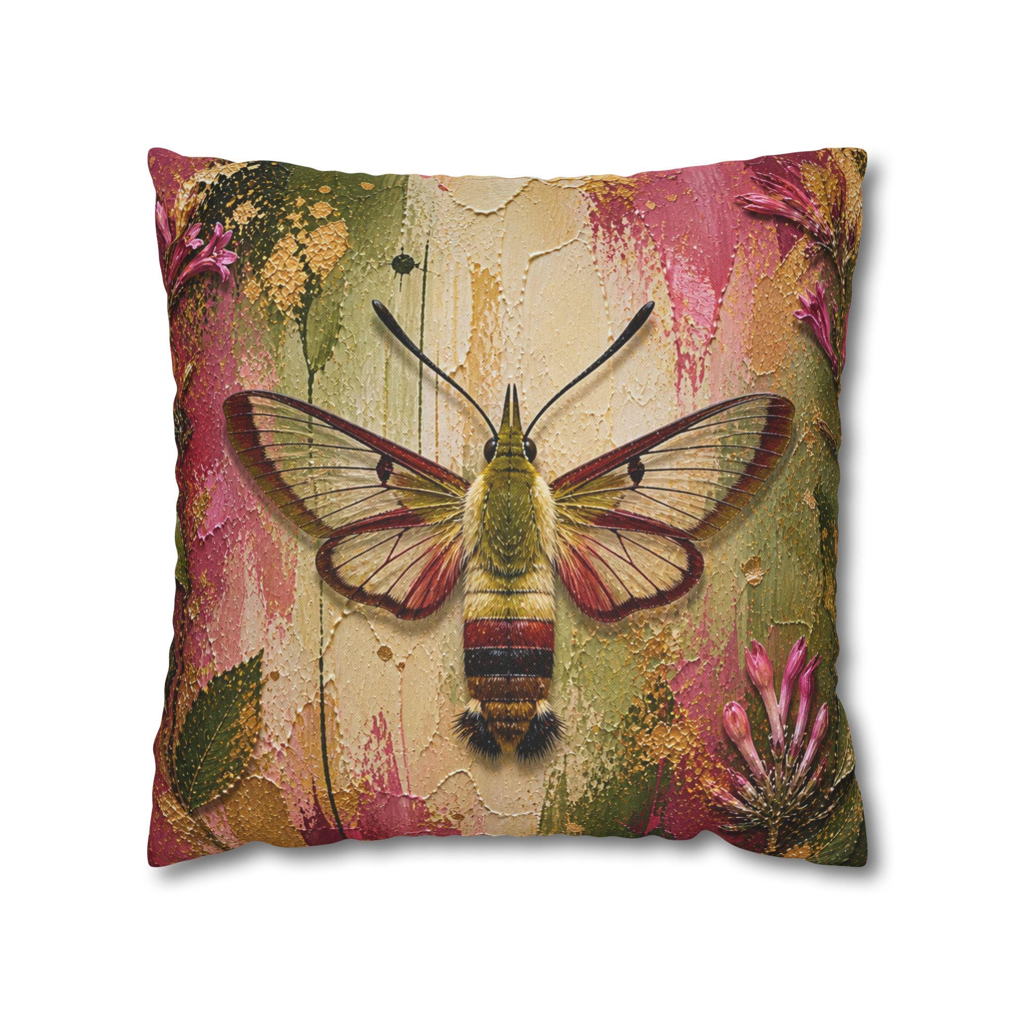 Golden Clearwing Moth Botanical Pillow Cover - Image 4