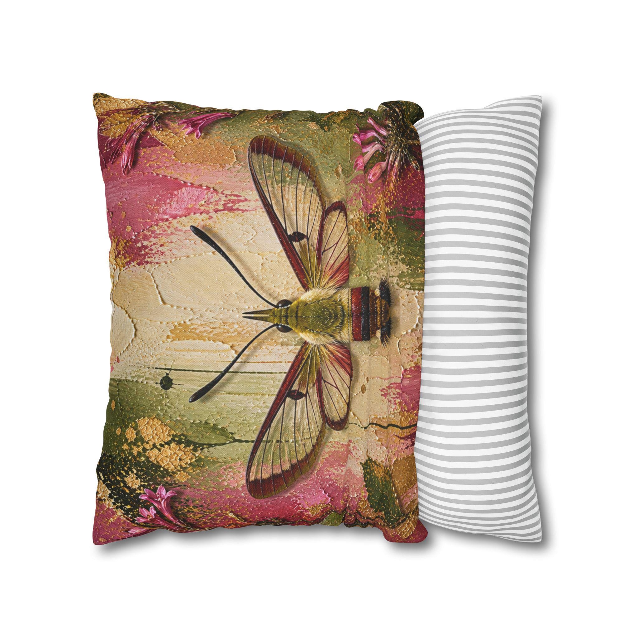 Golden Clearwing Moth Botanical Pillow Cover - Image 5
