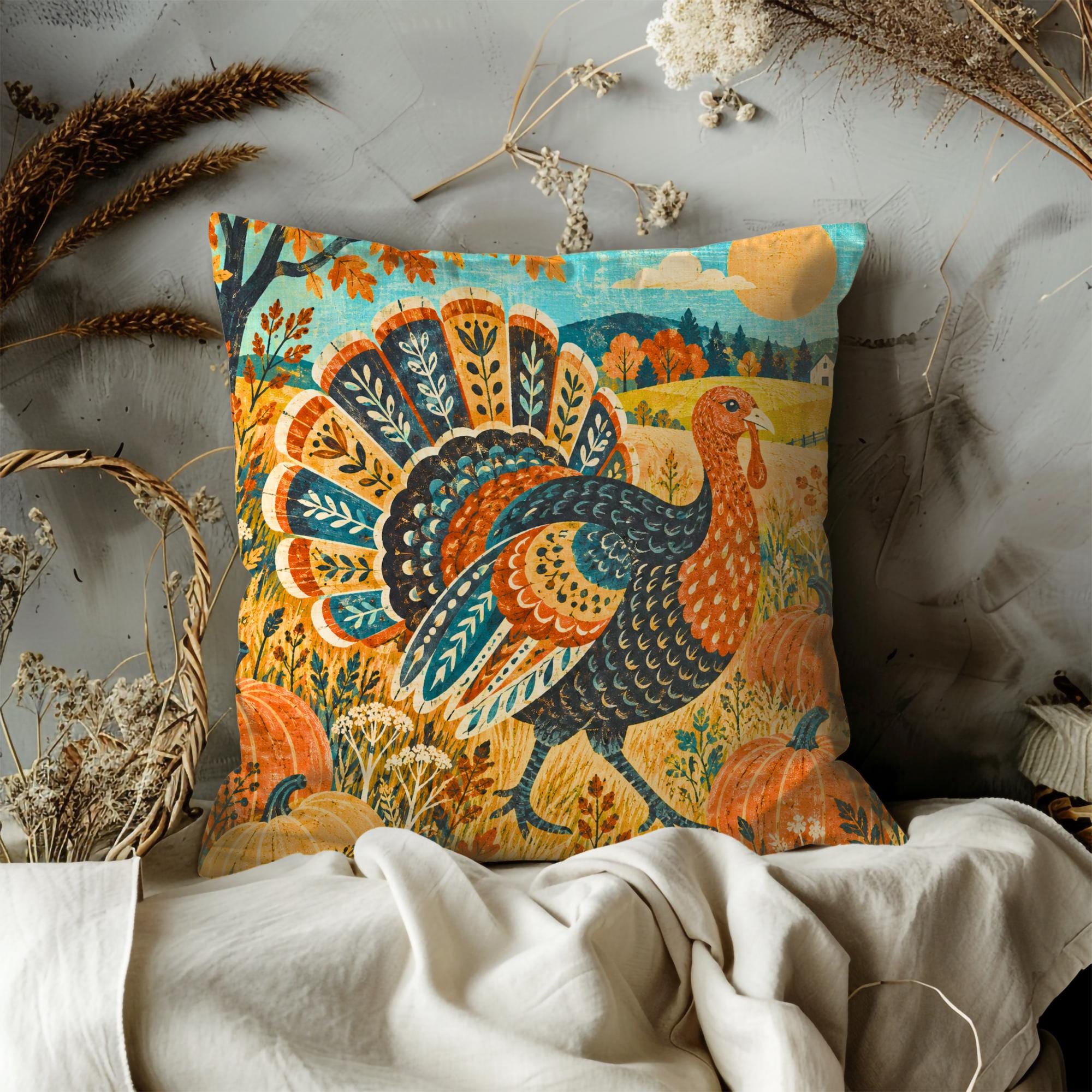 Majestic Harvest Turkey Pillow Cover - Image 3