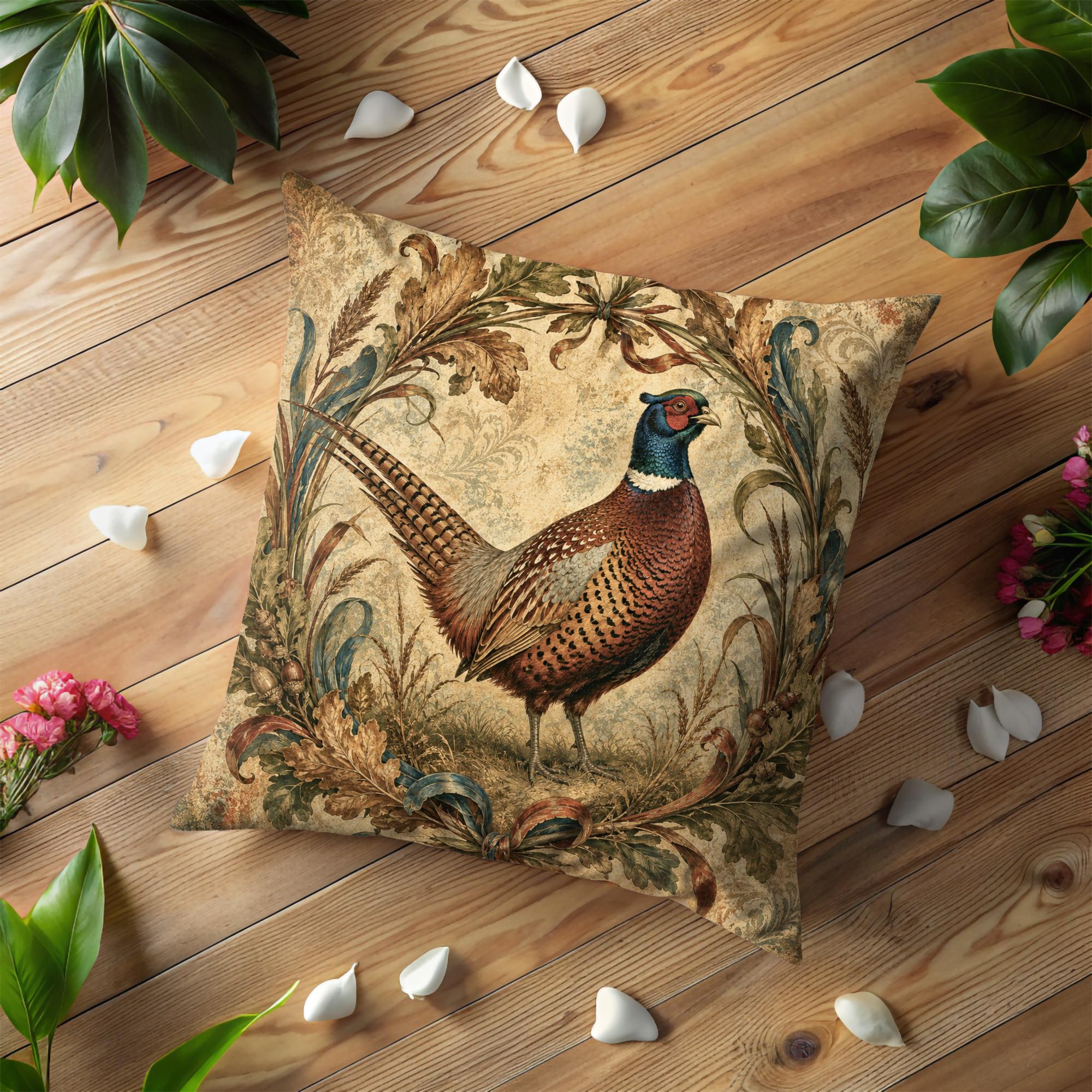Regal Ring-Necked Pheasant Pillow Cover